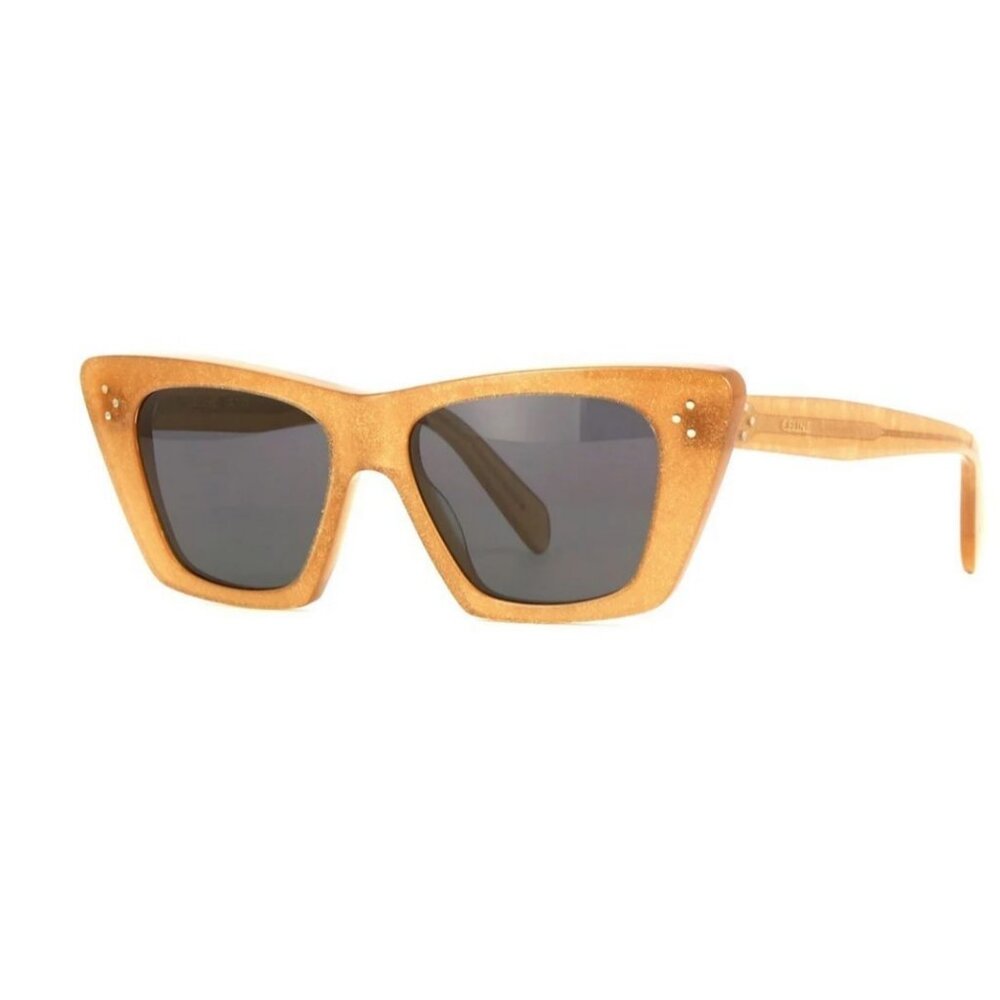 CELINE cat eye women's sunglasses + case Brown with glitter 51mm CL401871